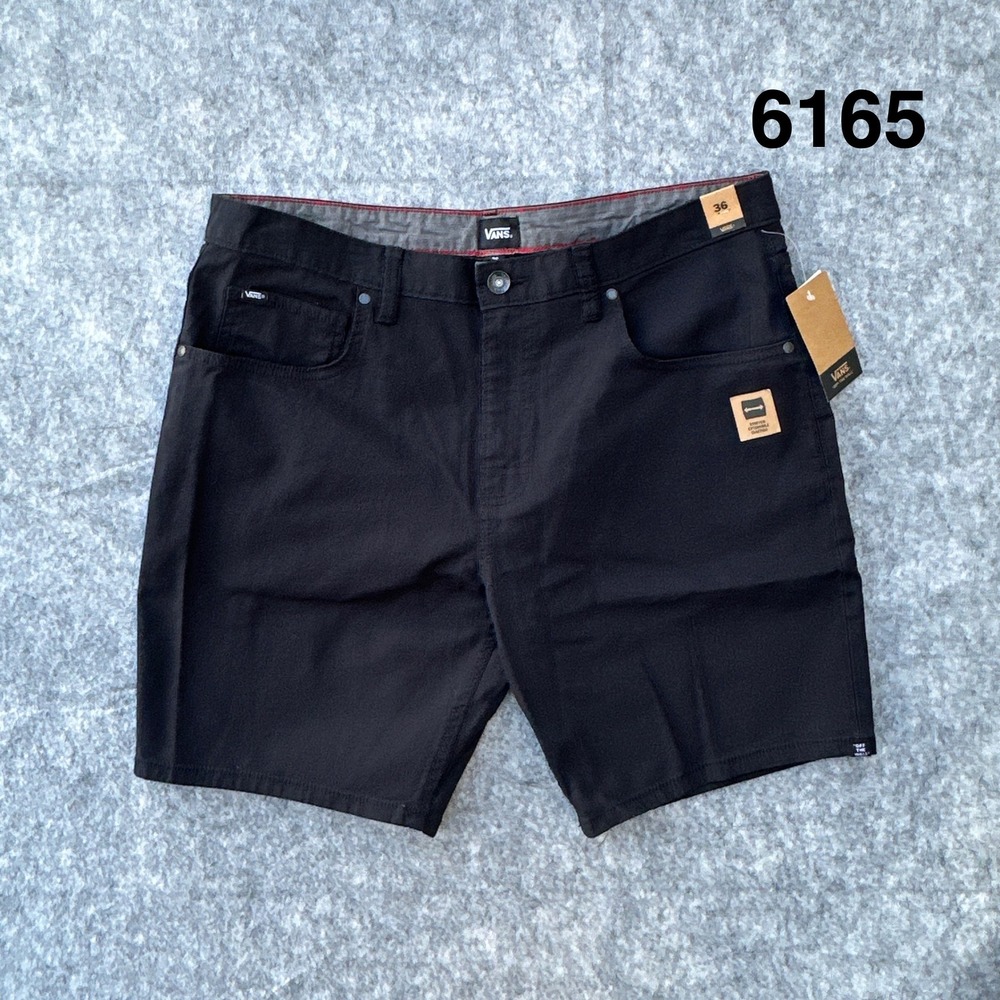 Vans Chino Shorts Mens 36 Black New Stretch Cotton Twill 5-Pocket Skateboarding
